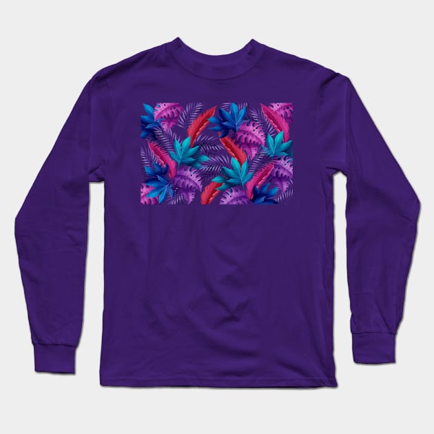 Leaf pattern Long Sleeve T-Shirt by King Tiger